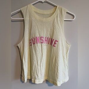 Spiritual Gangster Yellow Tank Top with Pink Sunshine Print